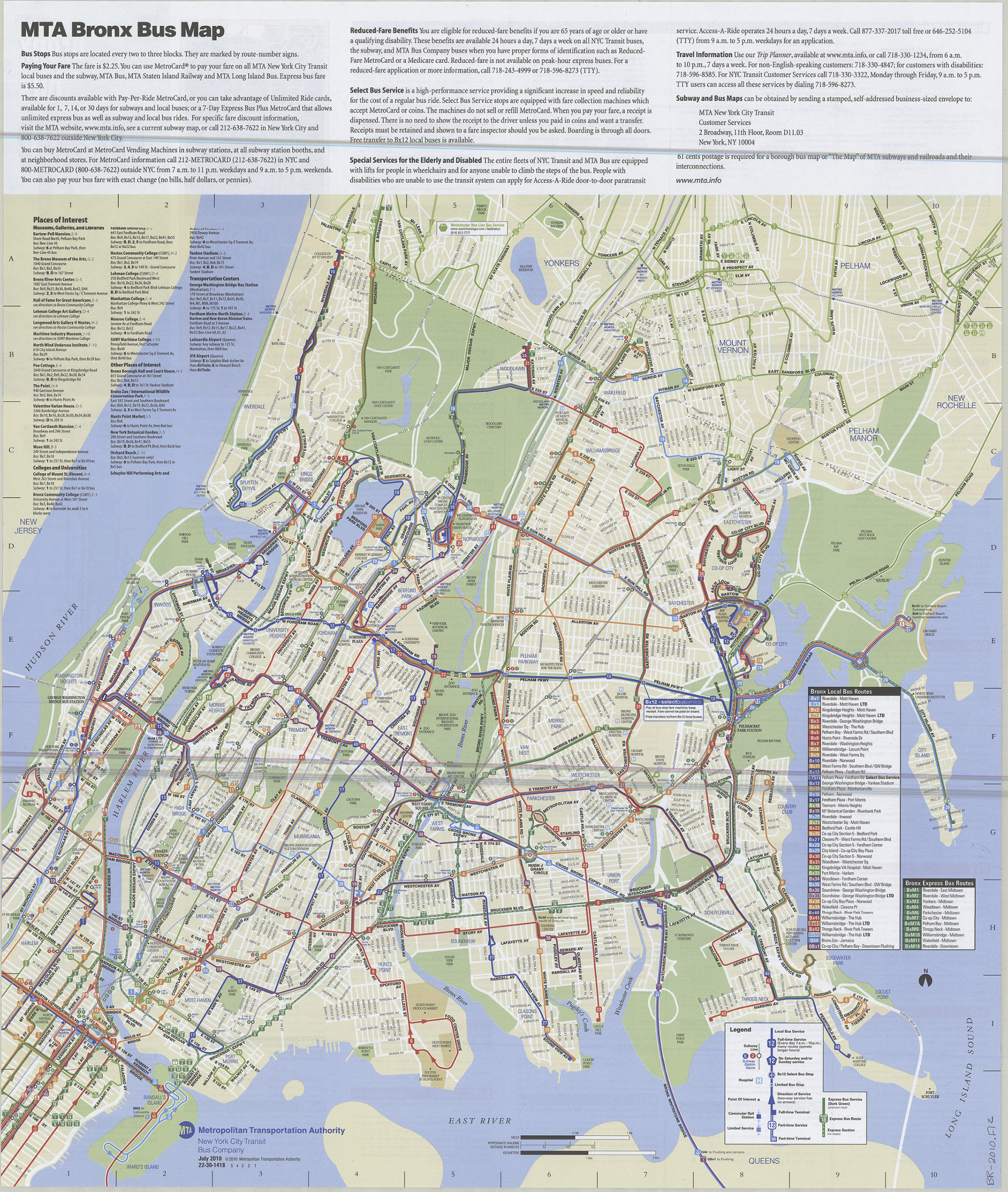 Bronx bus map: July 2010: MTA Metropolitan Transportation Authority