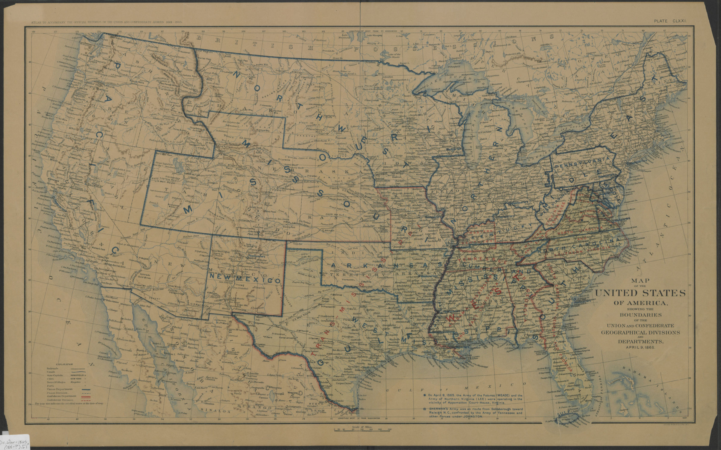 Map Of The United States Of America Showing The Boundaries Of The
