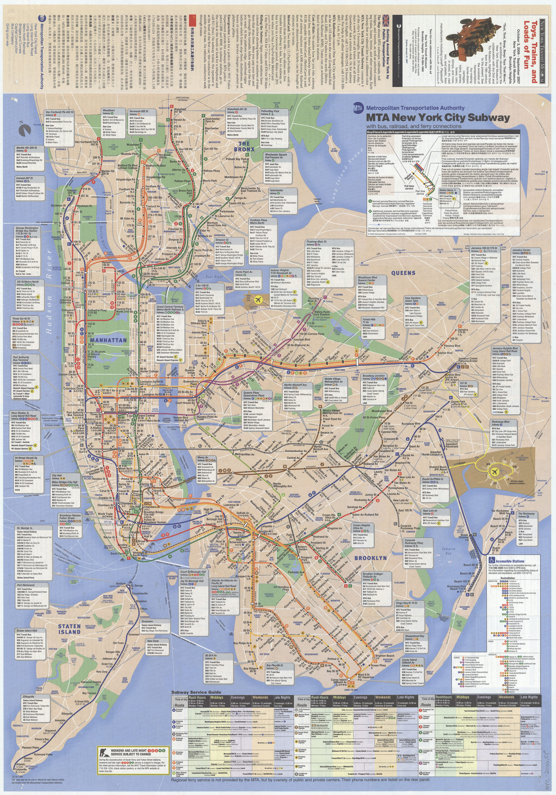 The map: MTA subways and railroads, plus bus connections: MTA