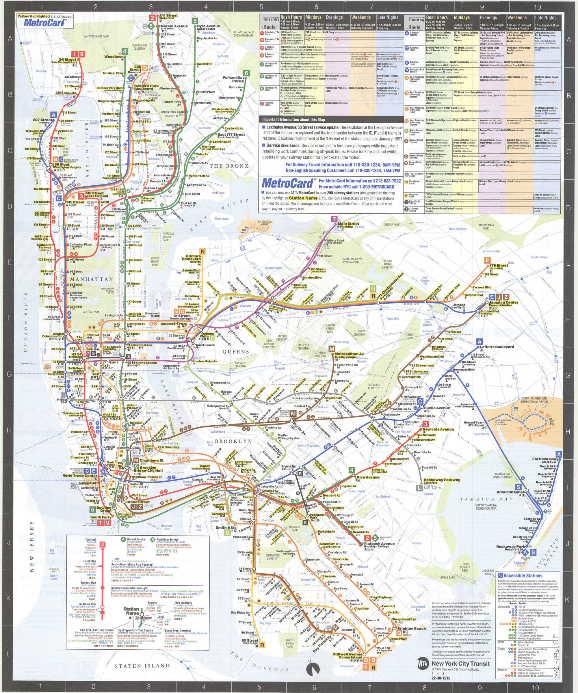 New York City Transit subway map: multilingual : English, Français