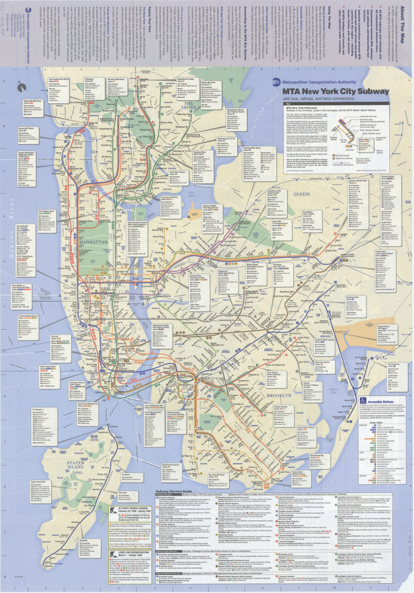 The map, MTA subways and railroads and their interconnections