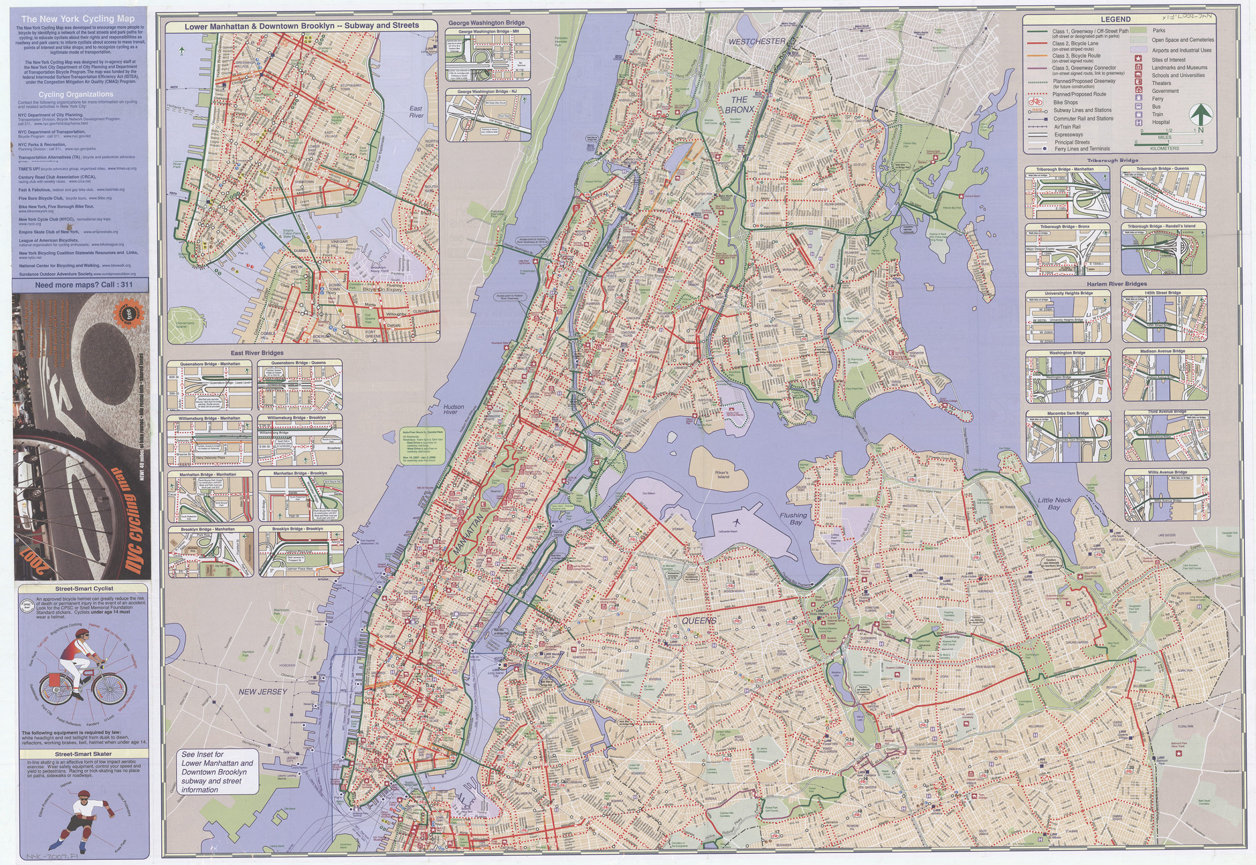 logboek Actie achterzijde NYC cycling map, 2007: New! 40 miles of bike routes, bike rental info, and  shared lanes: New York City Department of Transportation, Department of  City Planning and Department of Parks and Recreation -
