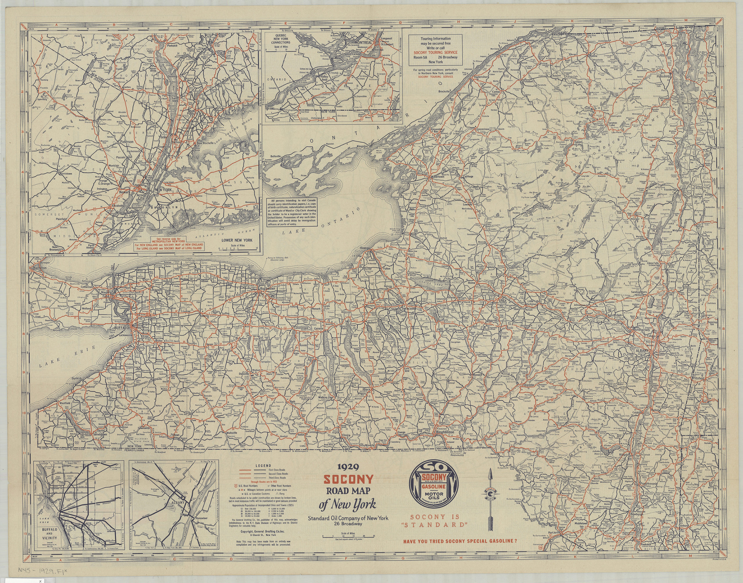 1929 Socony Road map of New York: copyright General Drafting 1929 Socony Road map of New York: copyright General Drafting